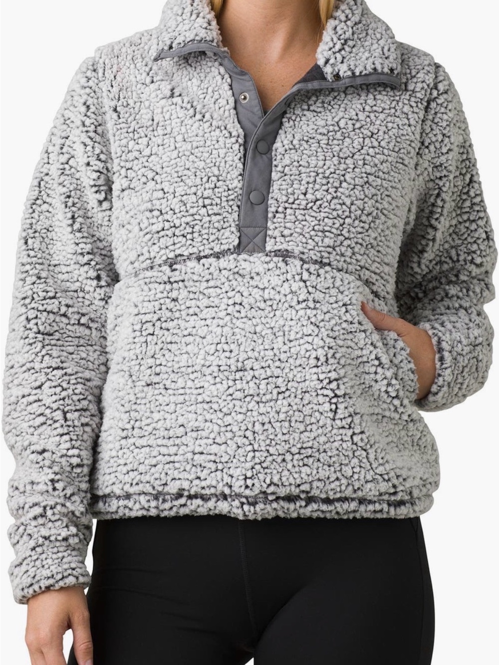 Prana Light Gray Sherpa Pullover Jacket